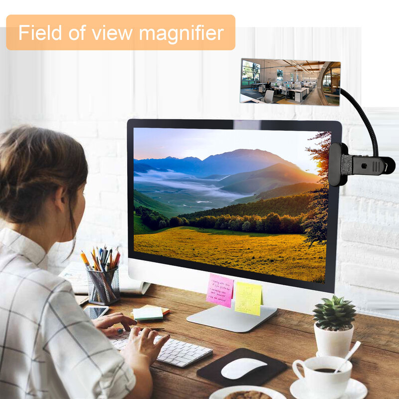 Magnifying Convex Mirror for Office Personal Privacy Safety Flexible Clip on Computer Desk Cubicle Security Field Vision