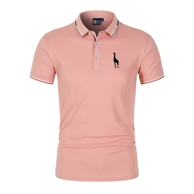 Camisas polo slim fit de manga curta masculina, camisas de golfe finas e respiráveis, versáteis, casuais, elegantes, novas, verão
