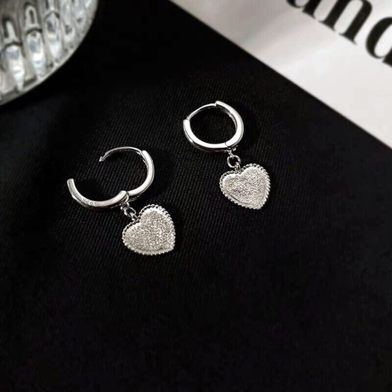 Hoop Earrings Fashion Gift Copper Love Heart Stud Earrings Ear Accessories Jewellery Heart Dangle Drop Stud Earring Women