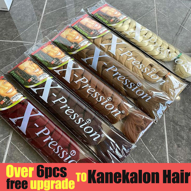 Xpression szydełkowe włosy Jumbo warkocze włosy Kanekalon ekspresja do warkoczy włosy syntetyczne do warkoczy przedłużanie włosów dla kobiet