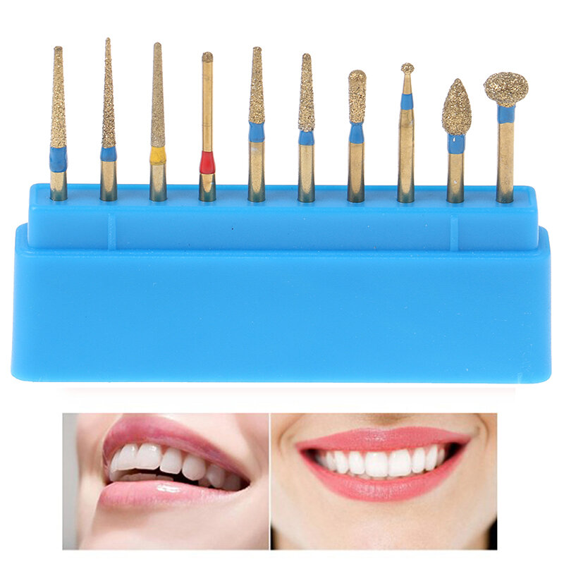 أزيز ألماس أسنان عالية السرعة للتلميع وتنعيم تلميع الأسنان ، 10 في كل صندوق