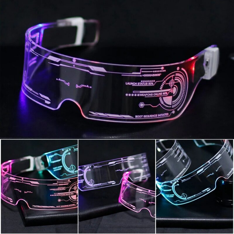 Gafas luminosas coloridas con luz LED, lentes de neón brillantes, parpadeantes para fiesta, club nocturno, DJ, decoración de fiesta de baile