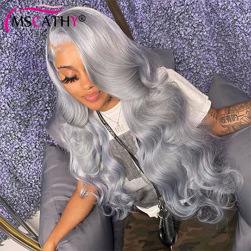Body Wave Lace Front Wig for Woman Grey 13x4x1 Lace Frontal Human Hair Wigs Pre Plucked Brazilian Virgin Human Hair Wigs