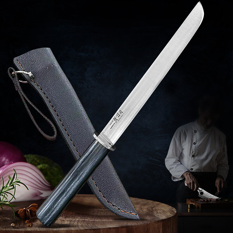 Cuchillo de Sushi de 9 "Sashimi, utensilio de cocina japonés para cortar huesos de carnicero, utensilios de cocina con cubierta de cuchillo