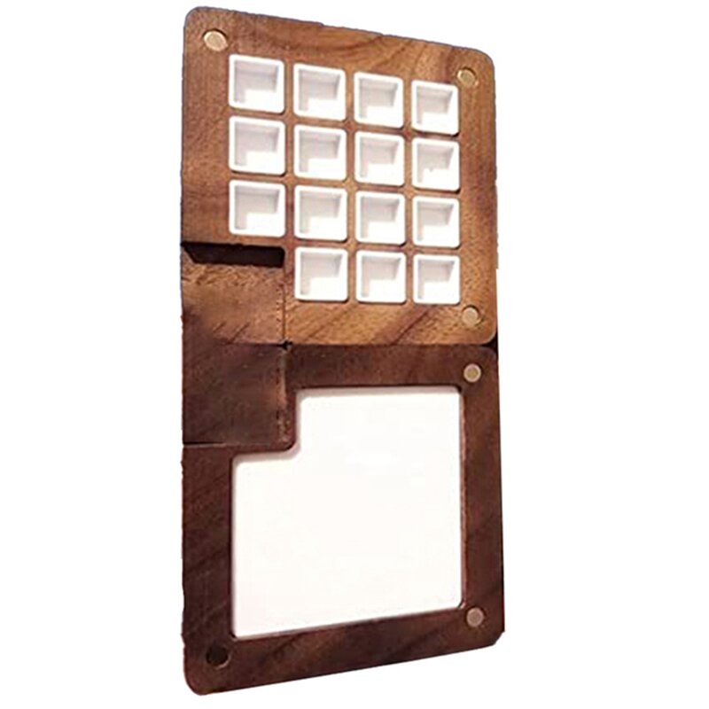 1Set tavolozza per schizzi portatile 15 griglie Mini tavolozza di colori da viaggio in legno colore legno per pittura ad acquerello