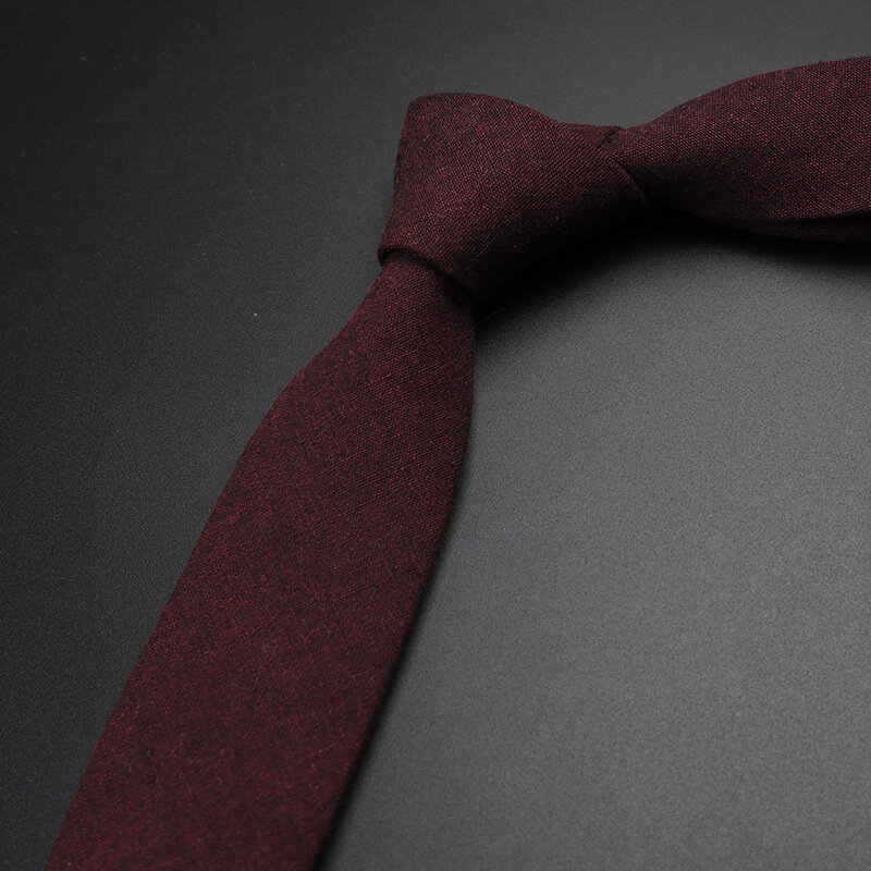 Однотонный тонкий галстук 6 см, мужской кашемировый строгий галстук для офиса, деловых мероприятий, Классический хлопковый тонкий галстук