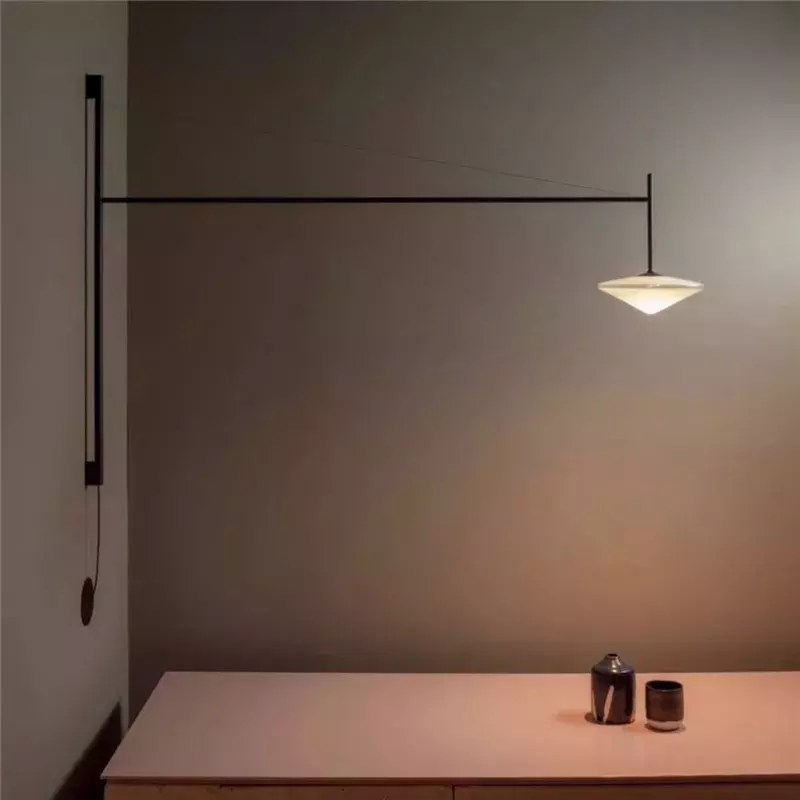 Настенный светодиодный светильник в скандинавском стиле, винтажный настенный светильник для гостиной, фоновый декор для стен, стеклянный художественный коридор, студийное освещение с длинным качающимся рычагом
