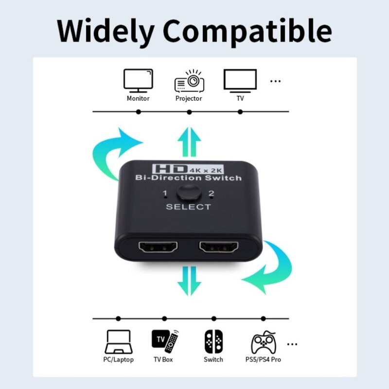 4k HDMI-kompatibler Switch Splitter Bidirektional 1x2/2x1 HDMI-kompatibler Switcher 2 in1 Out für ps4/3 TV Box Switcher Adapter