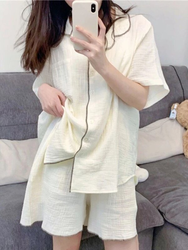 Pyjama setzt Frauen zarte kausale gemütliche minimalist ische Blumen Sommer lose koreanischen Stil täglich neue Home Wear Studenten Design süße Basic
