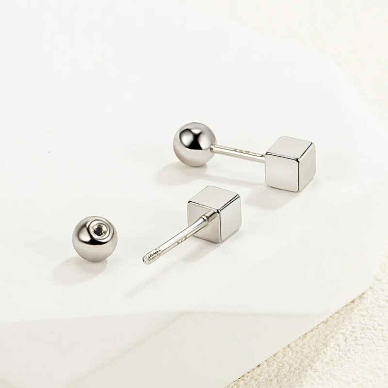 Gioielli in argento Sterling 925 da donna di alta qualità orecchini a bottone con stella quadrata di nuova moda XY0234