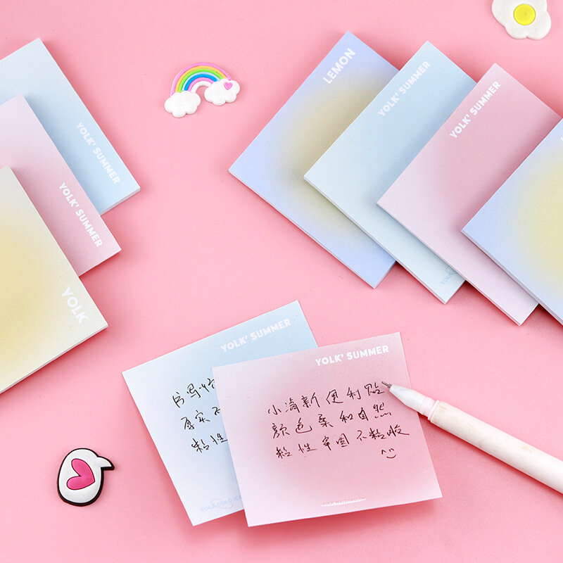 50 Sheets Simple Gradient Sticky Notes Memo Pad Notes Writing Pad Note Stickers Message Sticky Notepad School Office Stationery