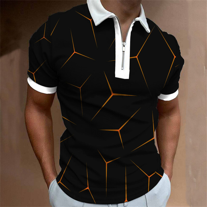 Summer Zipper Men's Short -sleeved Polo Shirt