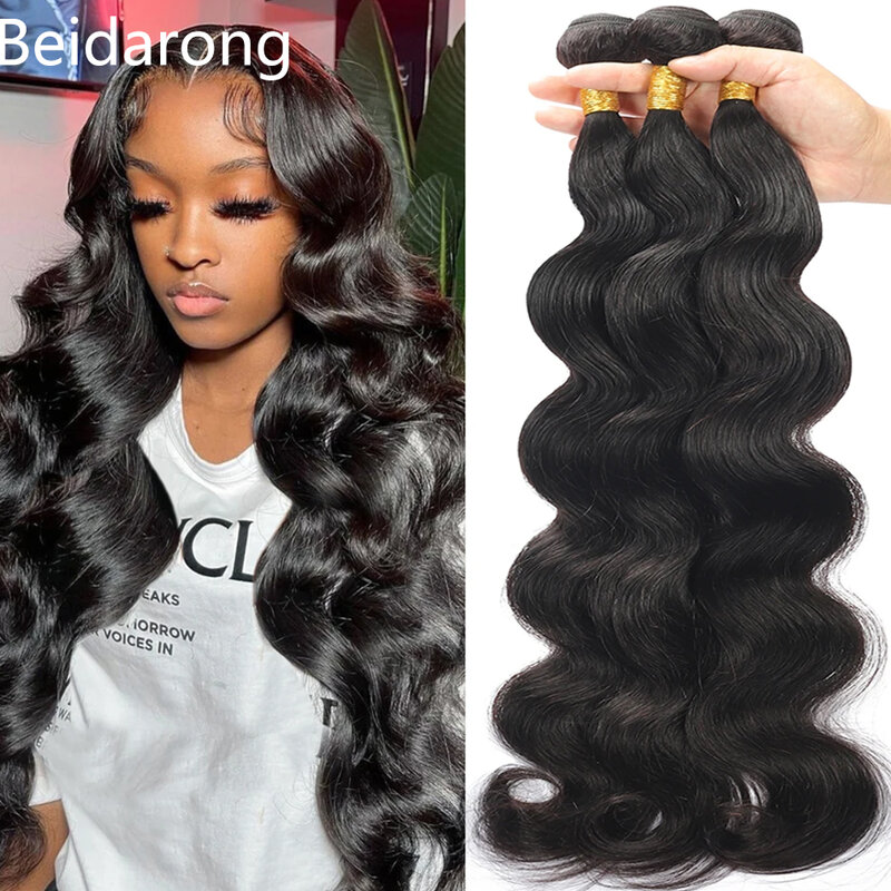 Beidarong-Brazilian Virgin extensões de cabelo humano, Cheap Body Wave Bundles, Raw Remy, não transformados, Deal, 30"