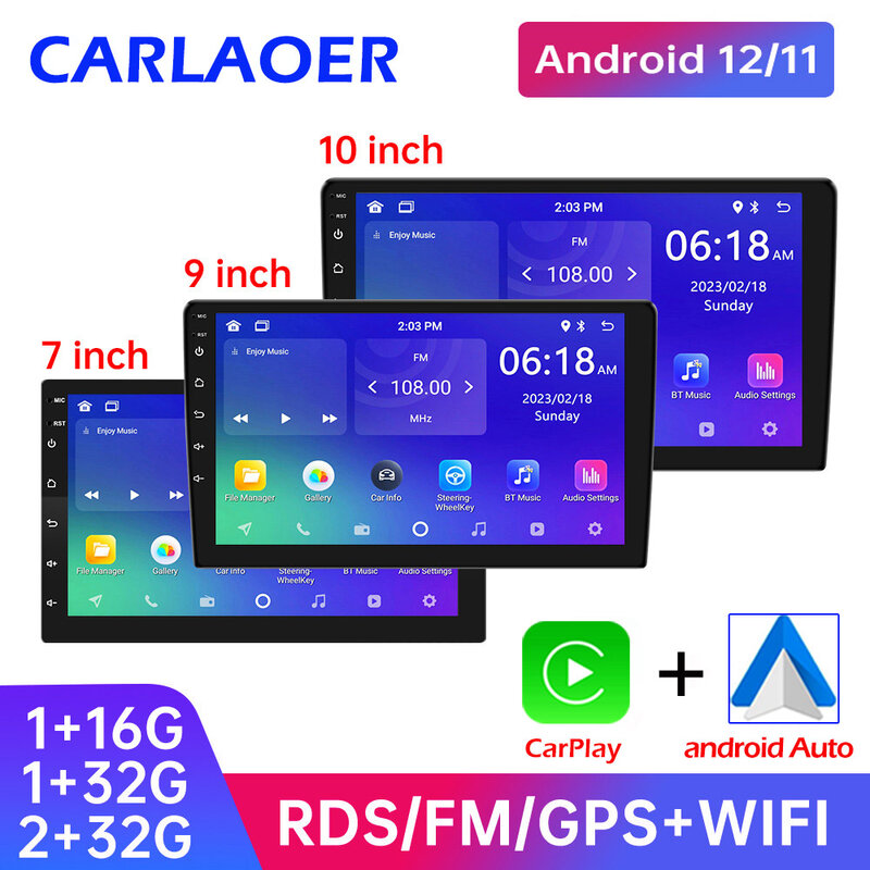 Автомагнитола на Android 12, универсальная мультимедийная система на Android, с 7/9/10 "GPS, Wi-Fi, 32 ГБ, для Hyundai, Nissan, Toyota, Kia, типоразмер 2 Din