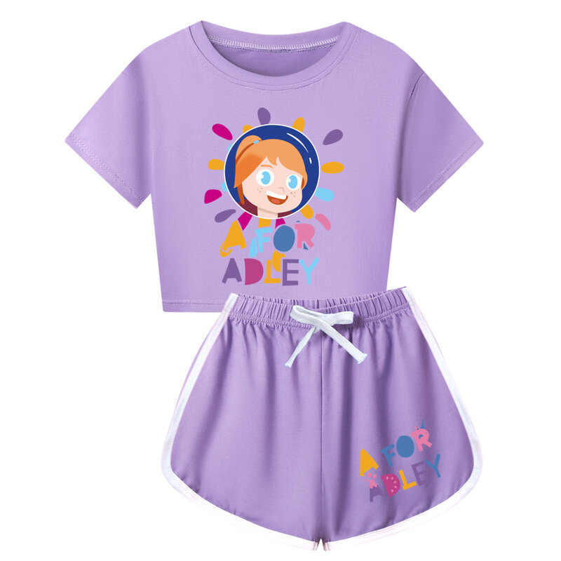 A For Adley-Tenues décontractées pour enfants, vêtements de course d'été pour bébés garçons, ensemble de vêtements pour tout-petits filles, t-shirt à manches courtes, ensembles de shorts, 2 pièces