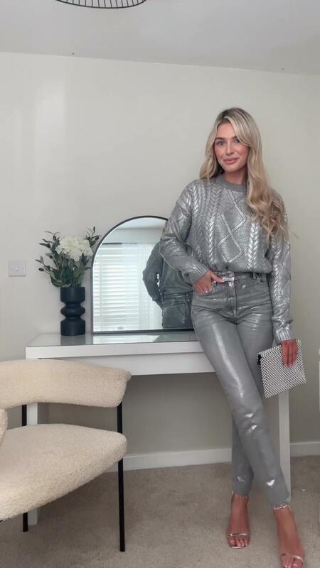 Donna Chic Metallic Rib Trim Foil maglione con cappuccio Casual manica lunga Pullover con coulisse Top 2023 autunno Lady elegante felpa