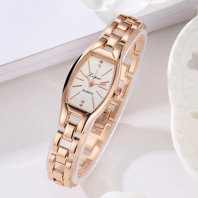 Relógio Quartz em Aço Inoxidável para Mulheres, Correia Fina Simples, Relógios Elegantes Diamante para Feminino