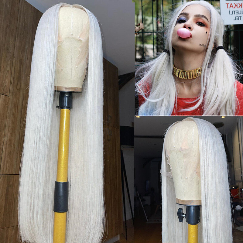 AIMEYA-Peluca de encaje sintético para mujer, pelo largo y liso, línea de pelo Natural, Rubio, blanco, Cosplay, diario