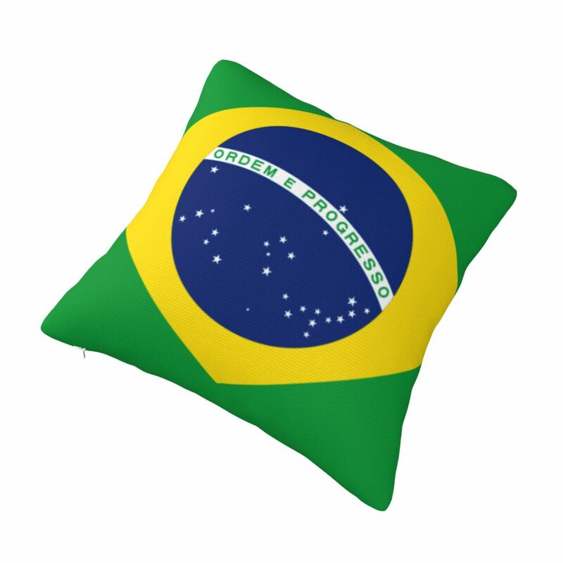 ปลอกหมอนทรงสี่เหลี่ยมลายธงชาติบราซิลบราซิลสำหรับหมอนอิงโซฟา