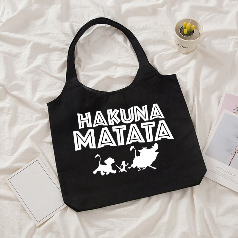 The Lion King Shopping Bag Graphic Tote Hakuna Matata Shopper Bag Disney Women Canvas Shoulder Bag Female Eco Large-capacity