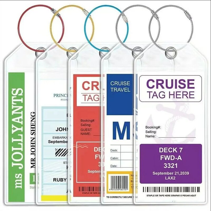 Accesorios de viaje para etiqueta de equipaje, portatarjetas de identificación con anillo de acero, transparente, sellado, impermeable, Pvc, insignia, exposición de trabajo