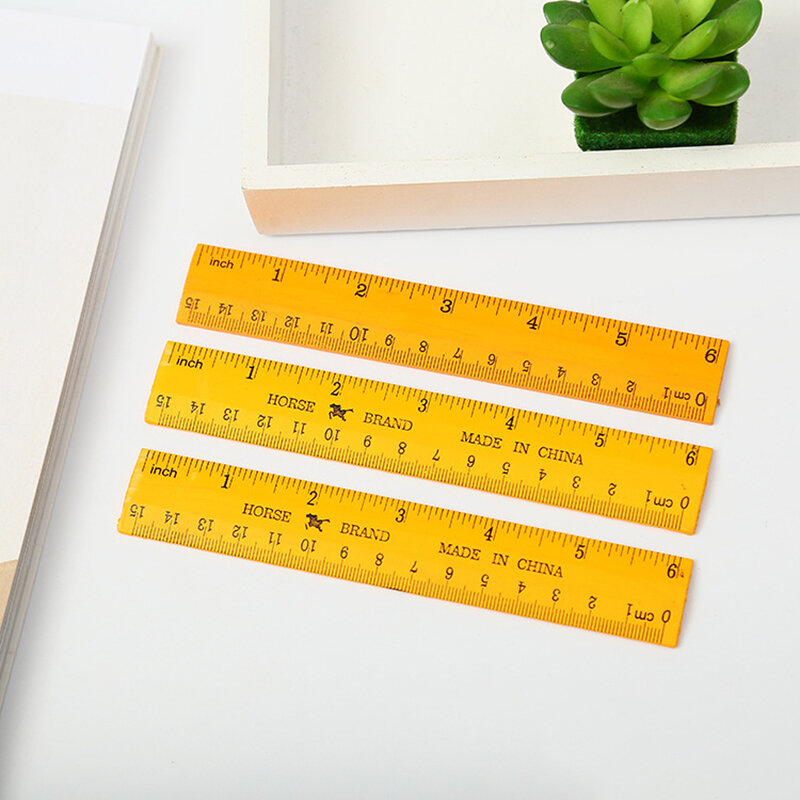 Yellow Wooden Ruler Double Side Straight Ruler 15/20/30cm Precision Measuring Tool Student Stationery School Office Supplies