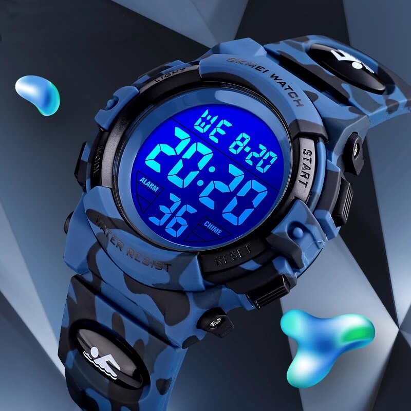 Elektronische Uhr Für Jungen Mädchen Kinder Luminous Zifferblatt Military Sport Uhren für Kinder Wasserdichte Multi-funktion Digital Uhr