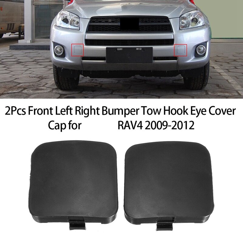 Front Tow Hook Eye Cover Cap para Toyota RAV4 2009-2012, Auto, frente, esquerda, direita, carro, 53285-0R907, 53286-0R907