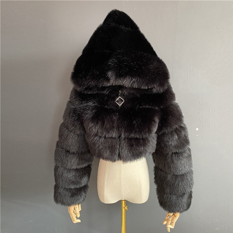 Пальто из искусственного меха для женщин 2024 Женская куртка пальто из искусственного меха для зимы короткое теплое плотное меховое пальто женское пальто из лисьего меха