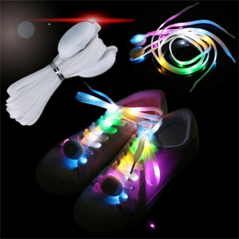 เชือกผูกรองเท้าเรืองแสง1คู่แสงแฟลชได้สำหรับรองเท้าผ้าใบส้นแบน