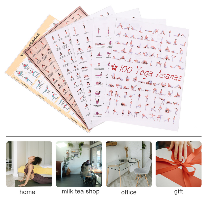 Canvas Design Wall Picture for Home Decoration, Yoga Postura Poster, Household Workout Decor, 6PCs