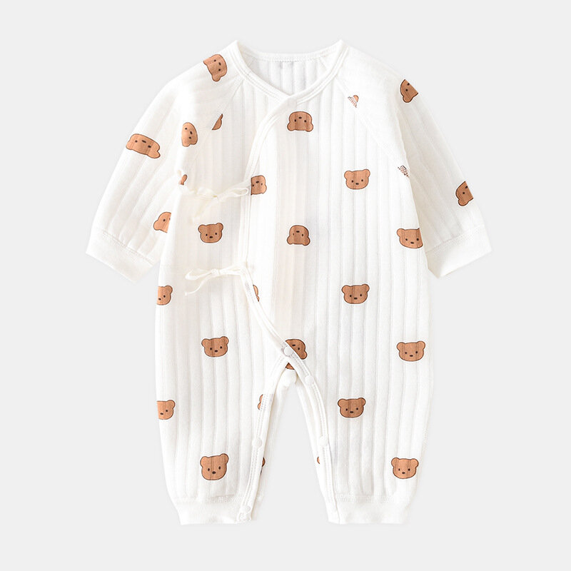Комбинезон для мальчиков и девочек, комбинезон для новорожденных, хлопковая домашняя одежда для малышей 0-6 м, утепленная одежда на весну и осень