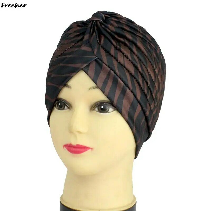 Turban en coton à imprimé floral pour femme, style bohème, bande de sauna ronde, bandana de chimio, hijab plissé, casquette indienne, bonnet pour cheveux