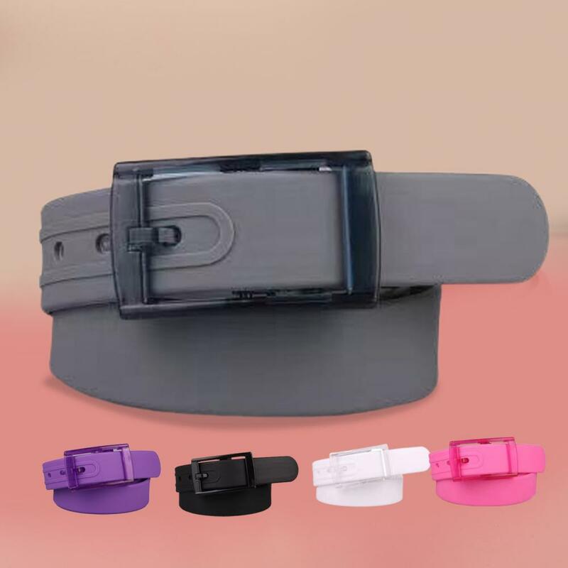 Waist Belt Adjustable Prepunched Pin Buckle Candy Color Women Men Silicone Waistband Women Men Candy Type Buckle Waistband