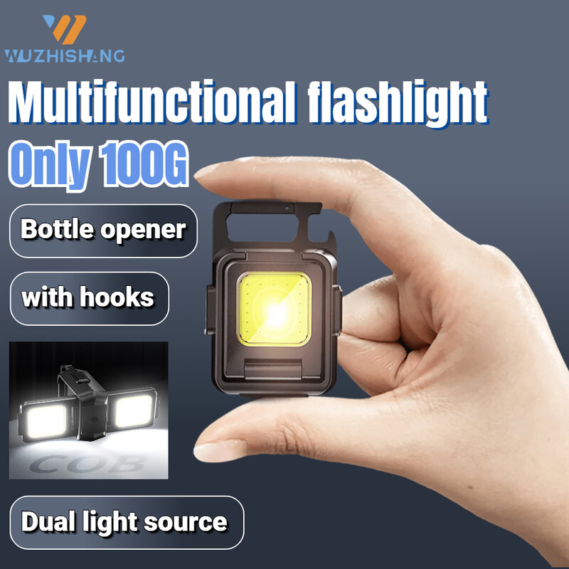 Мини-брелок, светодиодный фонарик, фонарик для кемпинга на открытом воздухе, искусственная зарядка от USB, многофункциональный портативный фонарь с магнитом