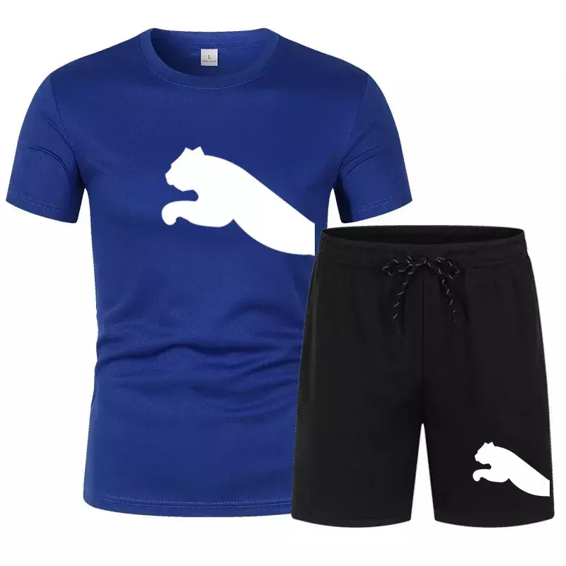 Conjunto de camiseta e shorts manga curta masculino, terno esportivo, agasalho fitness, secagem rápida, roupa verão, novo, 2024