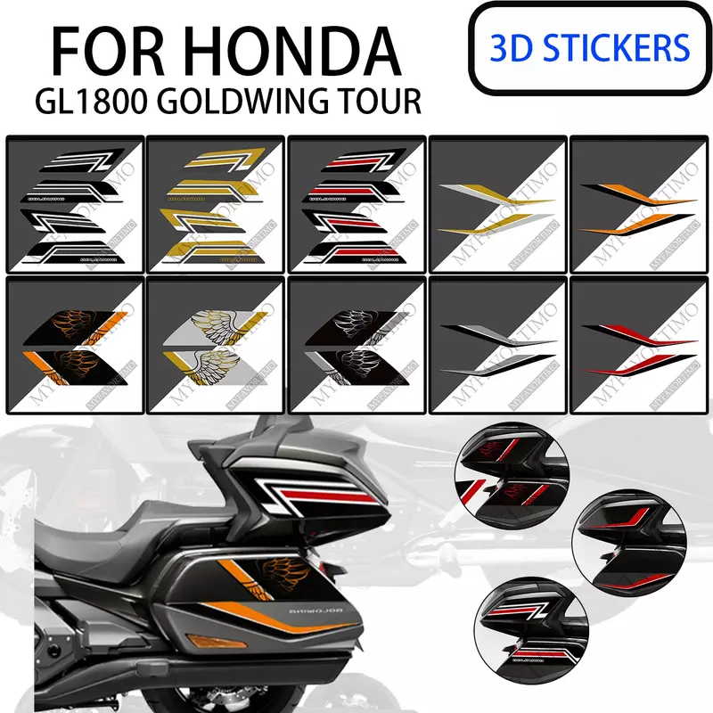 Motocicleta 3D Decal Adesivos Kit, cestos, bagagem, tronco, saco, caixas, Honda Goldwing, GL1800 Tour, decalque