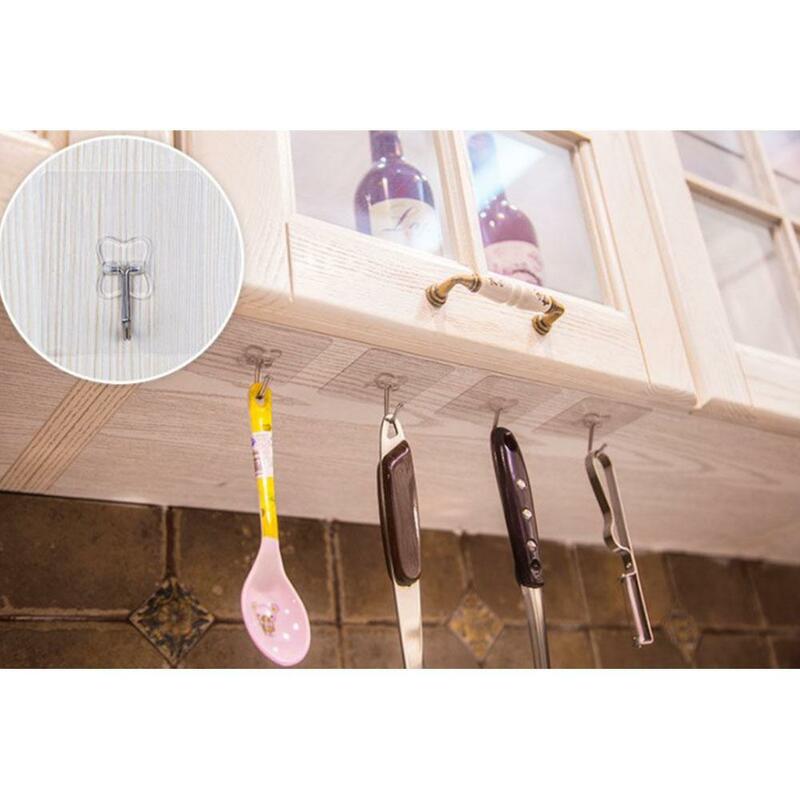 10pcs Waterproof Transparent Viscose Hanging Hook For Kitchen Bathroom 6*6*2cm