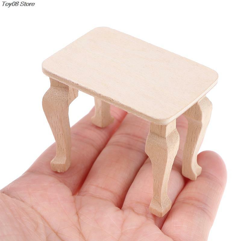 Mini móveis de mesa de madeira para casa de bonecas, brinquedo em miniatura 1:12 para decoração de casa de boneca para bebês