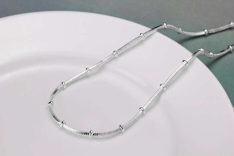 Lihong-925 Sterling Silver Snake Bone Bead Colar Para Mulheres, Jóias De Casamento, Presente De Noivado, Moda