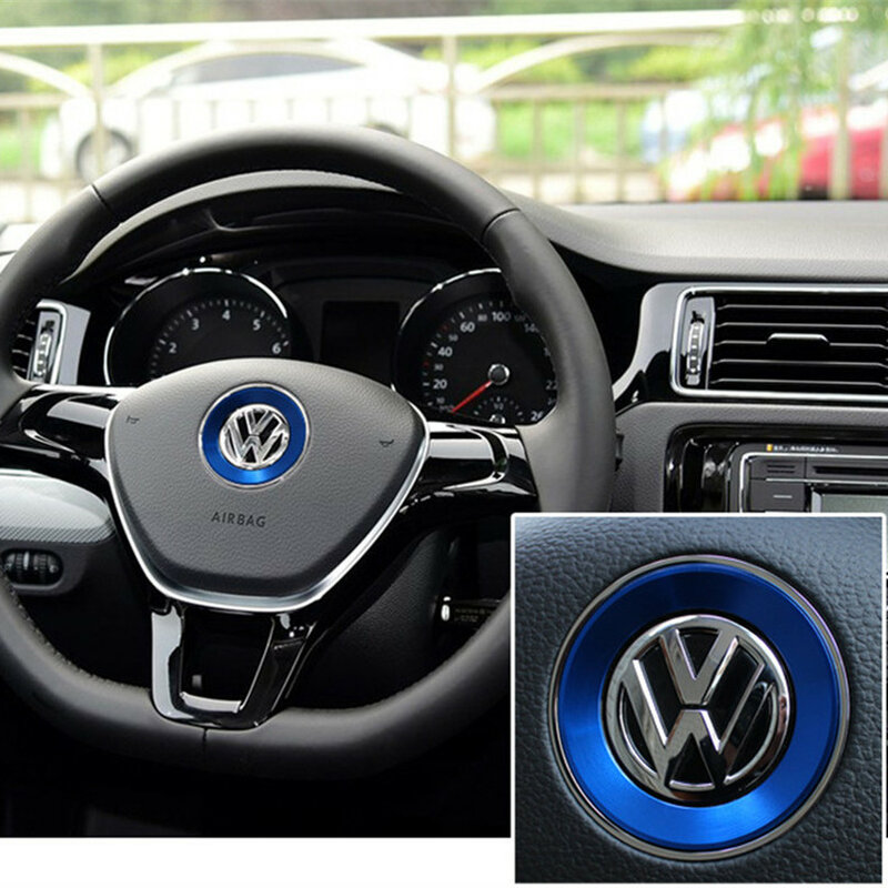 Ceyes-anillo circular decorativo con emblema para volante de coche, accesorios para Volkswagen, VW, Golf 4, 5, Polo, Jetta, Mk6