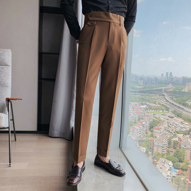 2023 primavera nuovi pantaloni da uomo moda Business Casual Slim Dress Pants abbigliamento da strada da uomo Social Formal Pantalon abbigliamento 36
