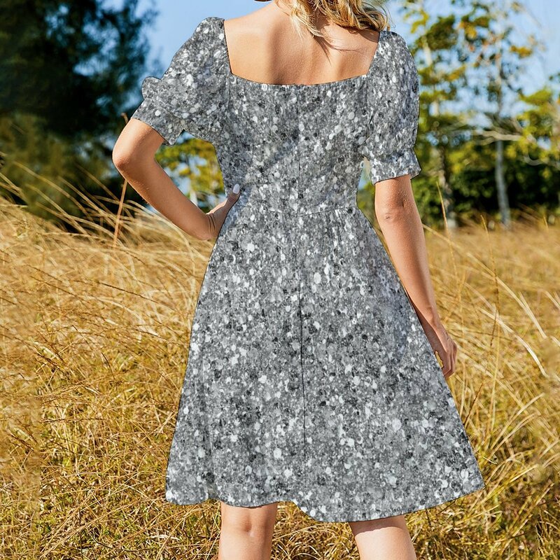 Блестящее серебристое платье без рукавов, летние женские платья 2024