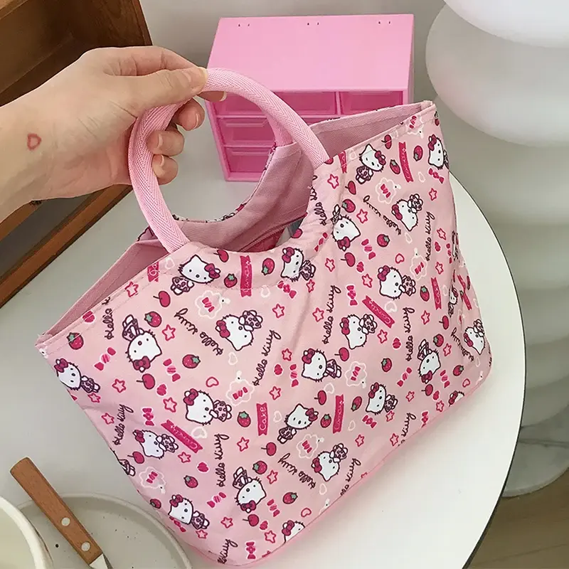 Cartoon Hellos Kittys Kawaii Handbags Storage Bag Fashion Large Capacity Tote Bag Oxford Fabric Shopping Mommy Bags Gifts