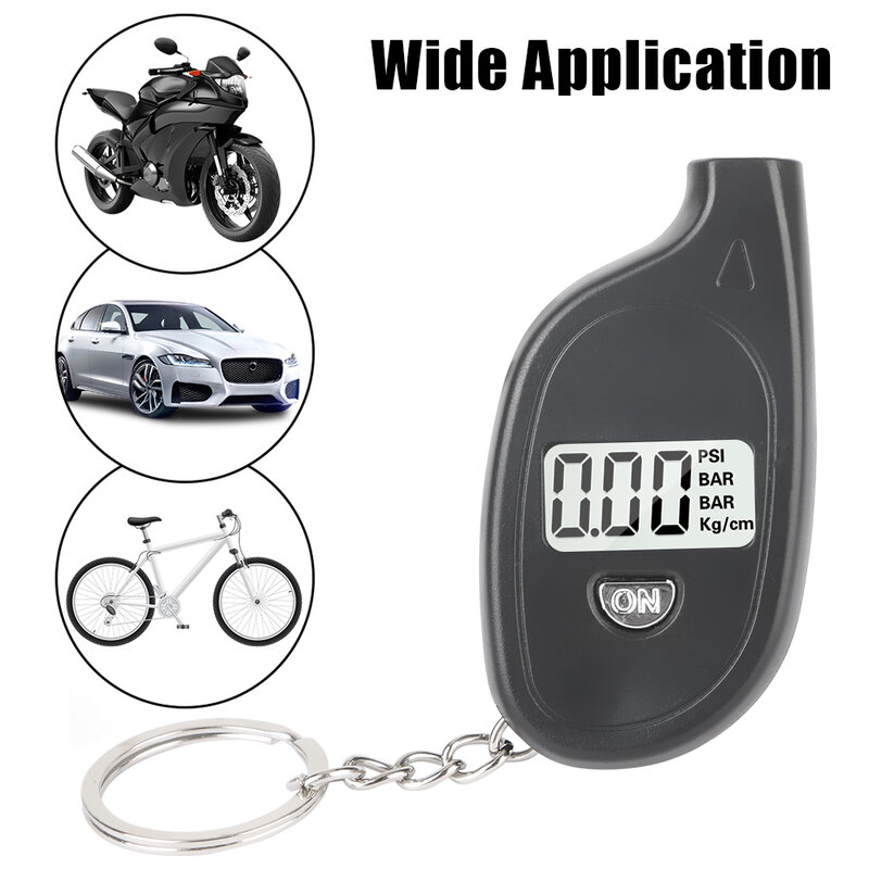 Pengukur tekanan ban sepeda motor, 0-150Psi/10Bar dengan gantungan kunci Digital Meter alat diagnostik aksesoris Tester ban mobil sepeda motor Trail