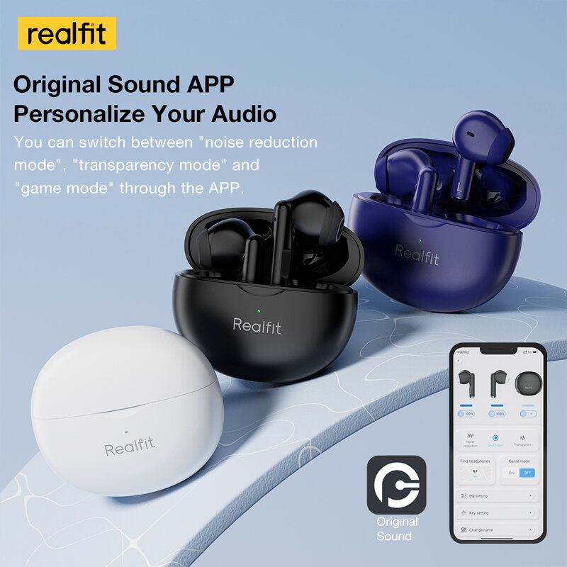 Realfit-F2 Pro Fones De Ouvido Bluetooth, ANC, Cancelamento De Ruído Ativo, Fones De Ouvido TWS Sem Fio, Atacado para Lenovo, Xiaomi Realme