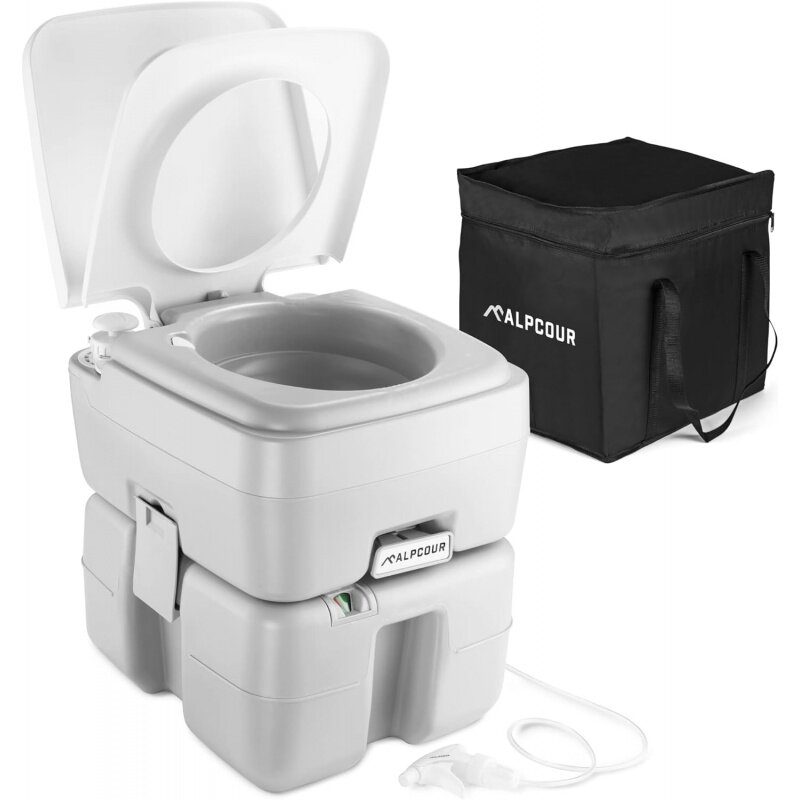 Alpcour toilette portatile-comò compatto per interni ed esterni con borsa da viaggio per campeggio, camper, barca-pompa a pistone a filo, 5.3 Gallo