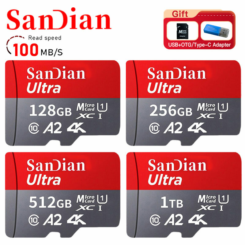 Tarjeta Micro TF/SD Original de 1TB, 128GB, Flash Clase 10, tarjeta de memoria SD de 256GB, 512GB, para teléfono/cámaras/tableta/Dron