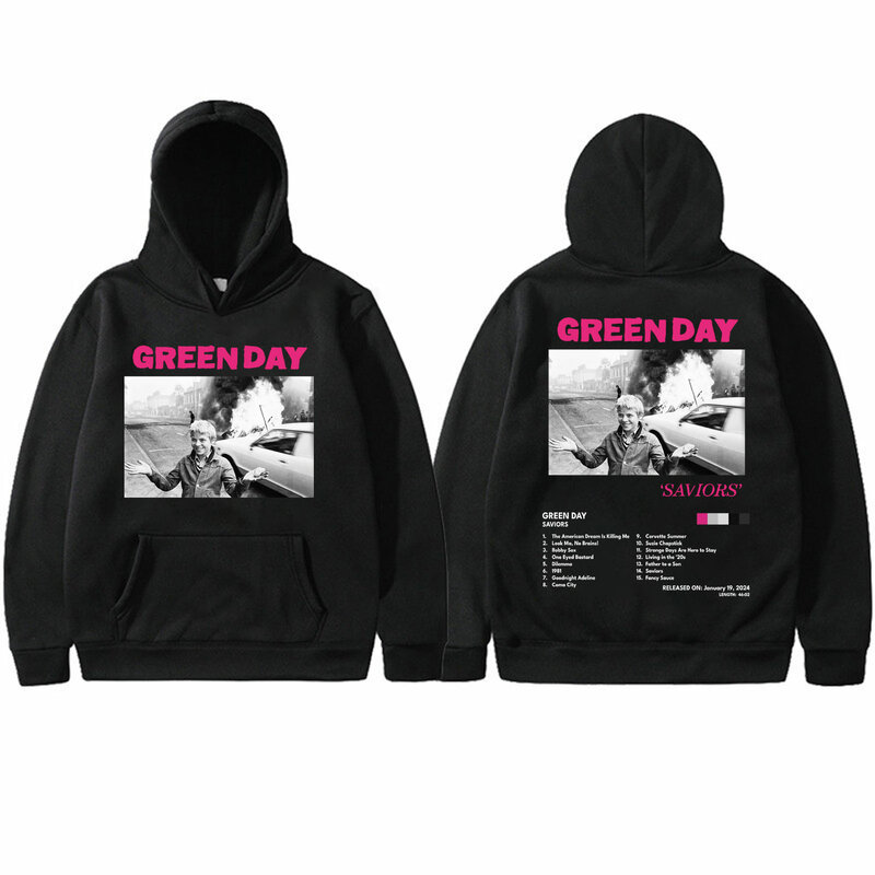 Толстовка Мужская/женская с капюшоном, модный тренд рок-группы, повседневный удобный винтажный свитшот с принтом альбома, Зеленый День музыки, 2024
