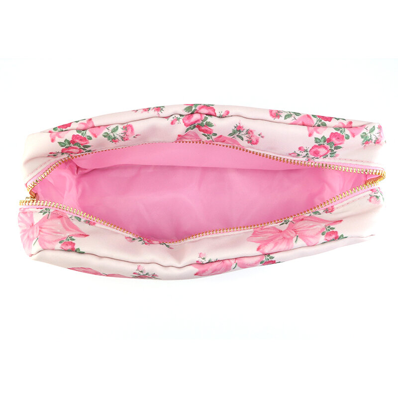 Mode rosa Schleife gedruckt Nylon Kosmetik tasche Frauen Outdoor Handtasche Reisetasche Rucksack Set Reisetasche Frauen